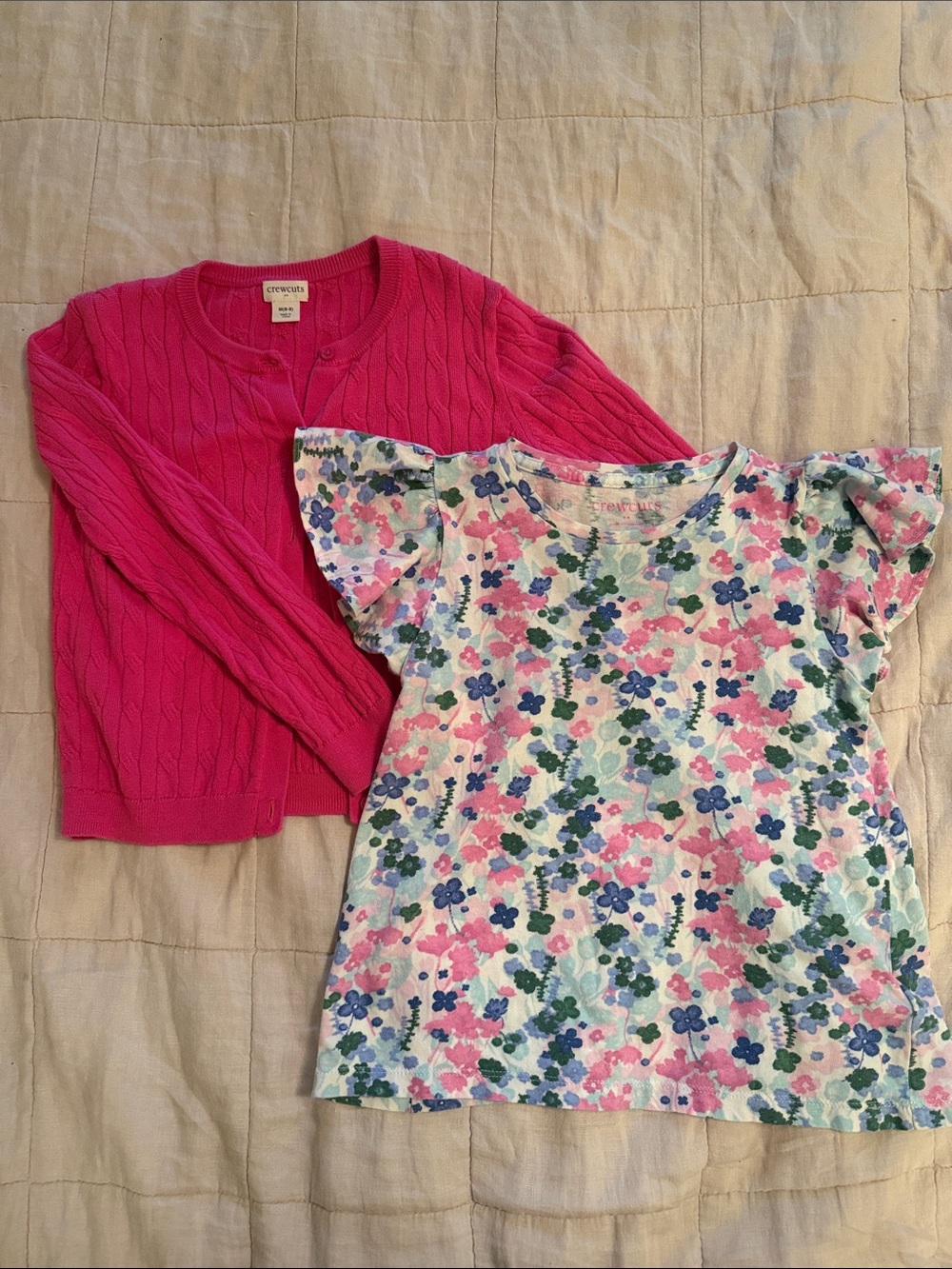 CREWCUTS girls size 6-7 Cardigan with flutter tee lot